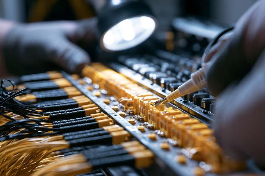 Fiber patch panel με τακτοποιημένα καλώδια οπτικής ίνας